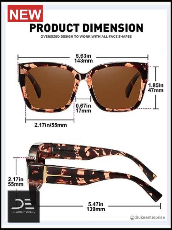 Oversized Fit Over Glasses Sunglasses Large Square Polarized UV Protection main image 7